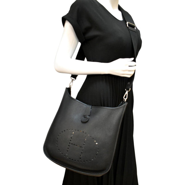 Hermes Evelyne GM Taurillon Clemence Crossbody Bag - Full View