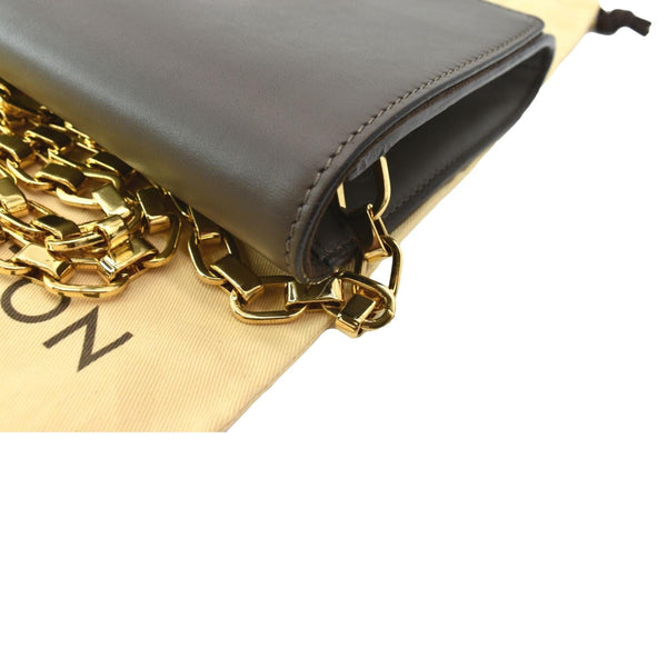 LOUIS VUITTON Louise Calfskin Leather Chain Shoulder Bag Taupe Brown