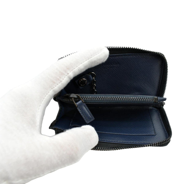 Prada Saffiano Leather Zip Pouch in Black Color - Inside