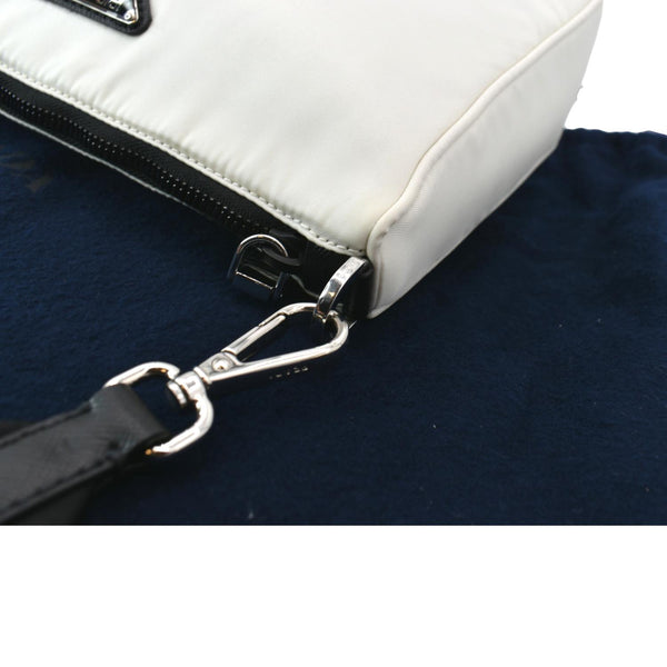 PRADA Re-Nylon Leather Crossbody Bag White
