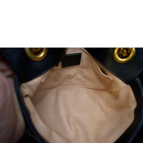 GUCCI GG Marmont Mini Leather Shoulder Bag Black 446744