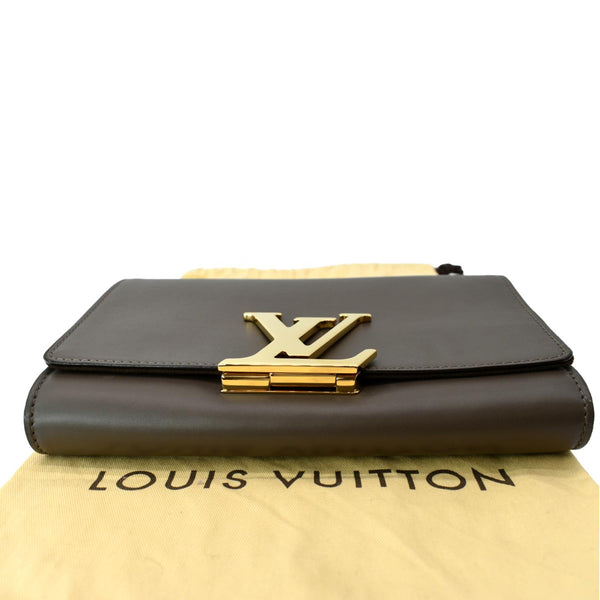 LOUIS VUITTON Louise Calfskin Leather Chain Shoulder Bag Taupe Brown