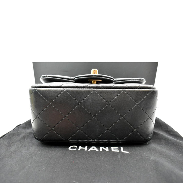 CHANEL Mini Square Flap Leather Shoulder Bag Black