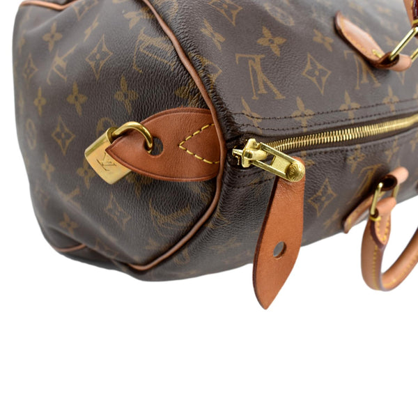 LOUIS VUITTON Speedy 40 Monogram Canvas Satchel Bag Brown