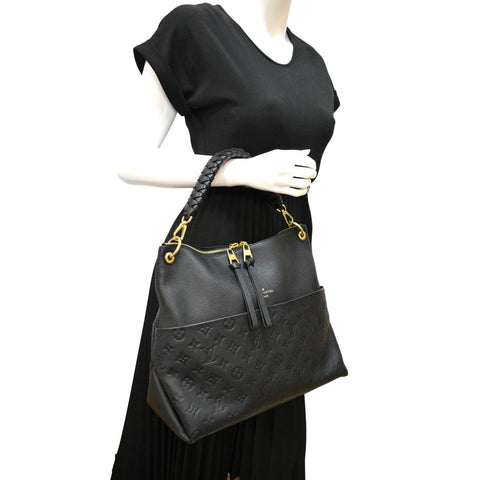 LOUIS VUITTON Maida Monogram Empreinte Leather Hobo Bag Black