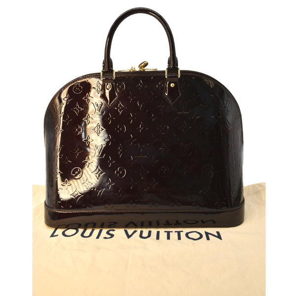 LOUIS VUITTON Alma GM Monogram Vernis Leather Satchel Bag Amarante