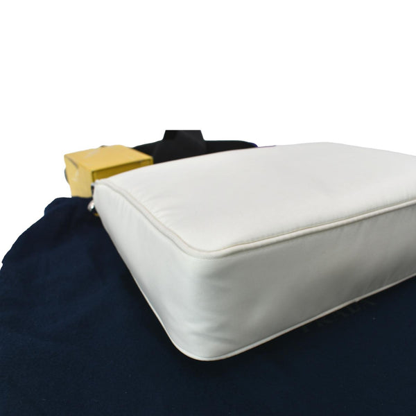 PRADA Re-Nylon Leather Crossbody Bag White