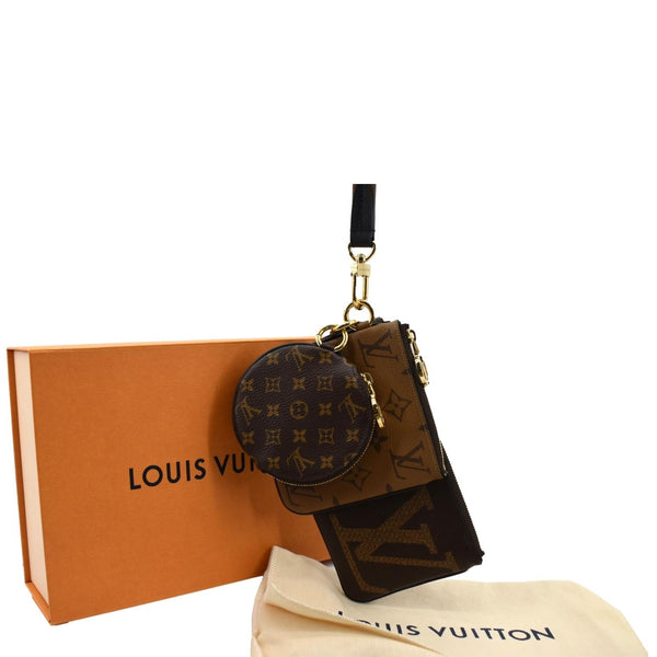 LOUIS VUITTON Monogram Canvas Trio Pouch Bag Brown