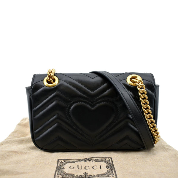 GUCCI GG Marmont Mini Leather Shoulder Bag Black 446744