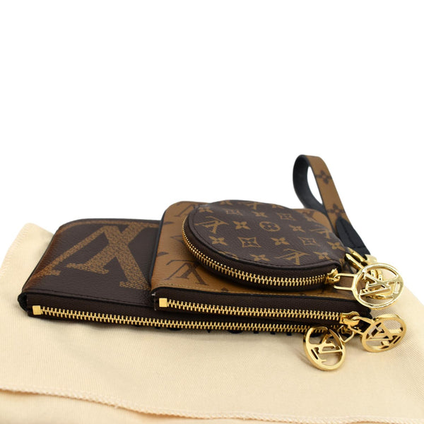 LOUIS VUITTON Monogram Canvas Trio Pouch Bag Brown