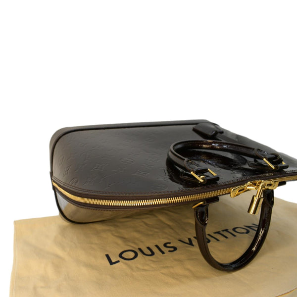 LOUIS VUITTON Alma GM Monogram Vernis Leather Satchel Bag Amarante