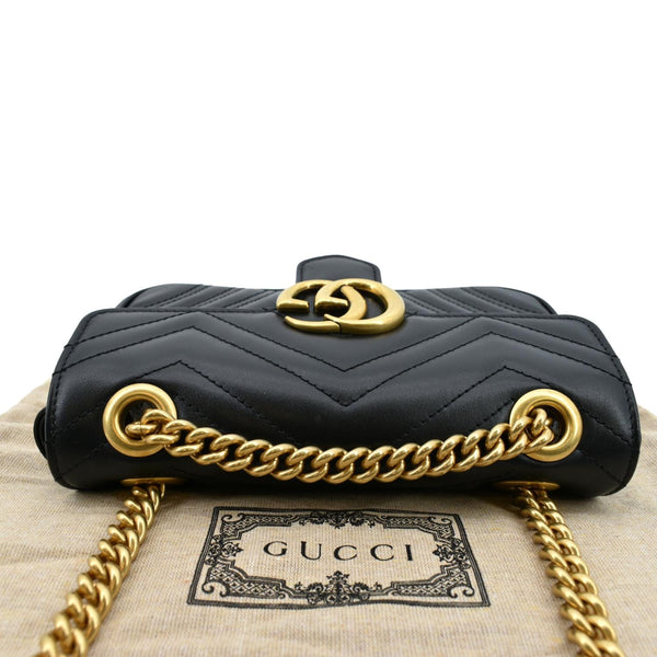 GUCCI GG Marmont Mini Leather Shoulder Bag Black 446744