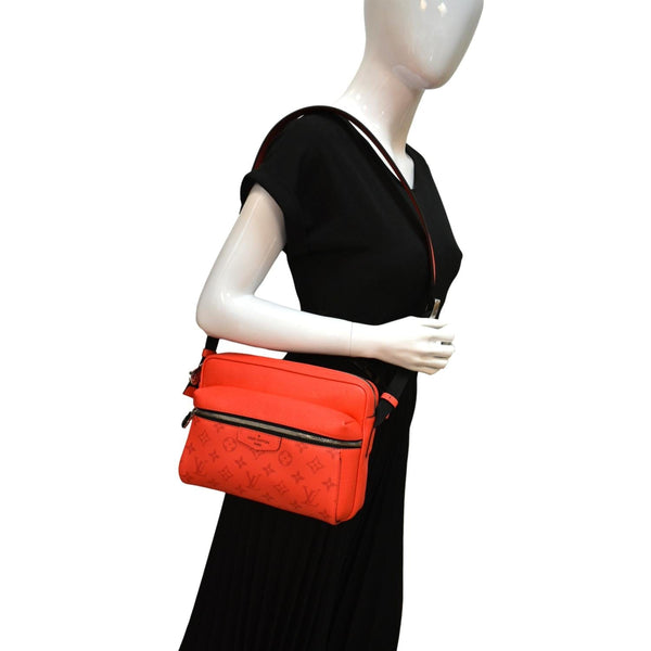 LOUIS VUITTON Outdoor Messenger Monogram Taiga Leather Shoulder Bag Red