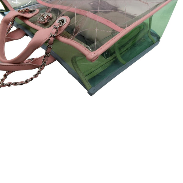 CHANEL Coco Splash Lambskin PVC Quilted Shopping Tote Pink