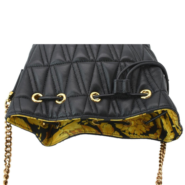 VERSACE Virtus Quilted Nappa Leather Bucket Bag Black