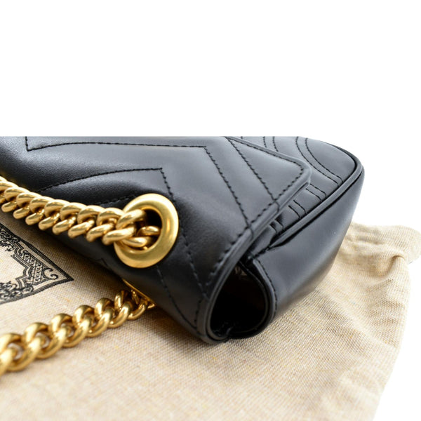 GUCCI GG Marmont Mini Leather Shoulder Bag Black 446744