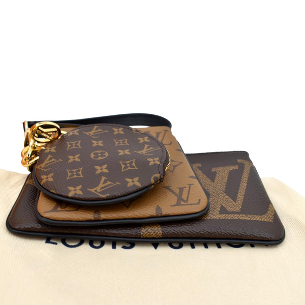 LOUIS VUITTON Monogram Canvas Trio Pouch Bag Brown