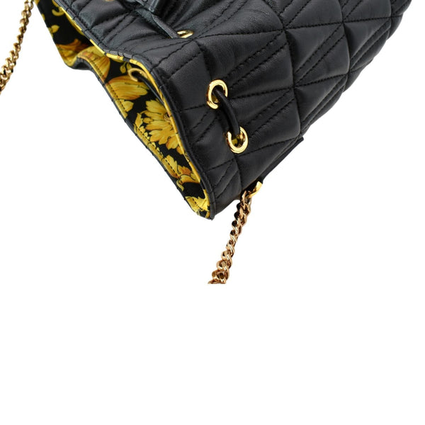 VERSACE Virtus Quilted Nappa Leather Bucket Bag Black