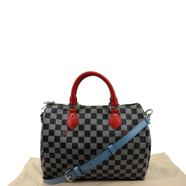 LOUIS VUITTON Speedy 30 Bandouliere Damier Shoulder Bag Black White