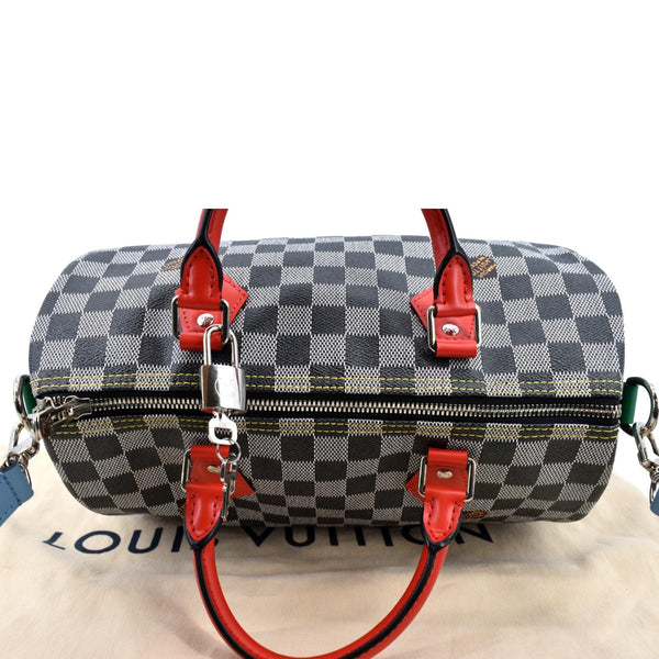 LOUIS VUITTON Speedy 30 Bandouliere Damier Shoulder Bag Black White