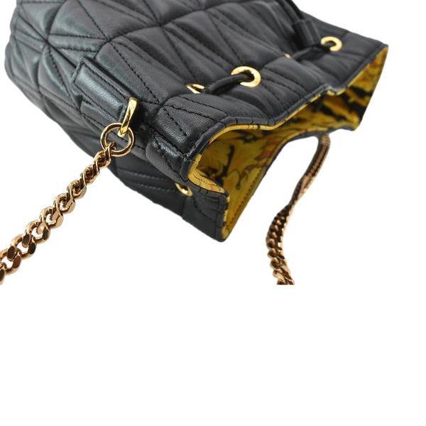 VERSACE Virtus Quilted Nappa Leather Bucket Bag Black