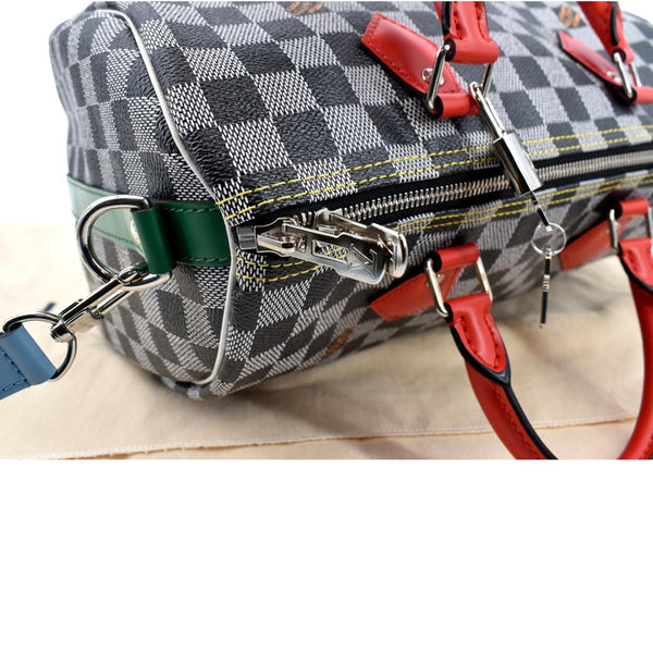 LOUIS VUITTON Speedy 30 Bandouliere Damier Shoulder Bag Black White