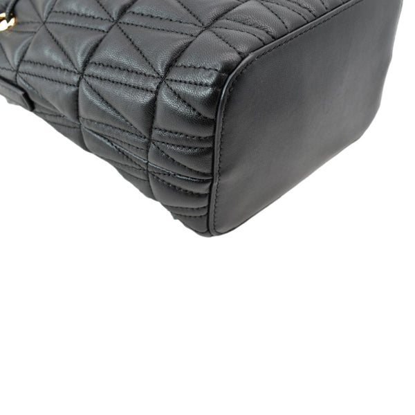 VERSACE Virtus Quilted Nappa Leather Bucket Bag Black