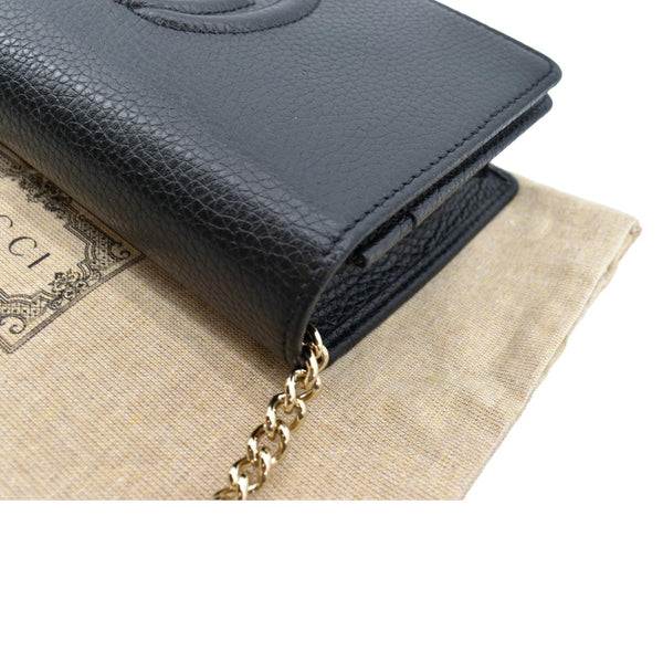 Gucci Soho Leather Wallet On Chain Crossbody Bag Black - Top Left