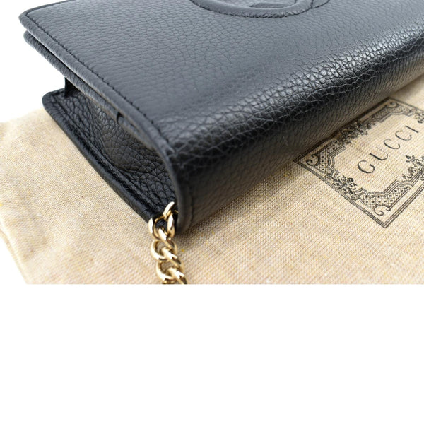 Gucci Soho Leather Wallet On Chain Crossbody Bag Black - Top Right