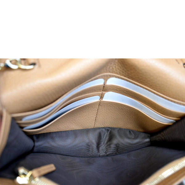 Gucci Soho Leather Wallet On Chain Crossbody Bag Brown - Inside