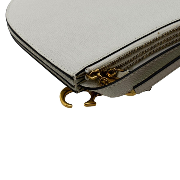 CHRISTIAN DIOR Women Dior Saddle Trio Leather Crossbody Pouch Bag White