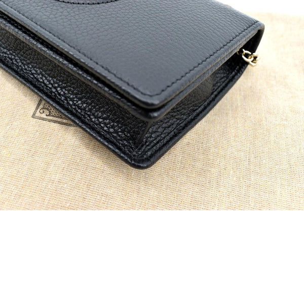 Gucci Soho Leather Wallet On Chain Crossbody Bag Black - Bottom Right