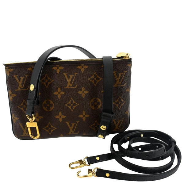 LOUIS VUITTON Double Zip Pochette Reverse Monogram Giant Crossbody Bag Brown