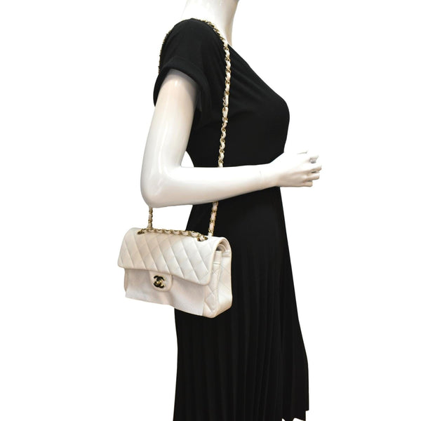 Chanel Classic Double Flap Caviar Leather Shoulder Bag - Full View