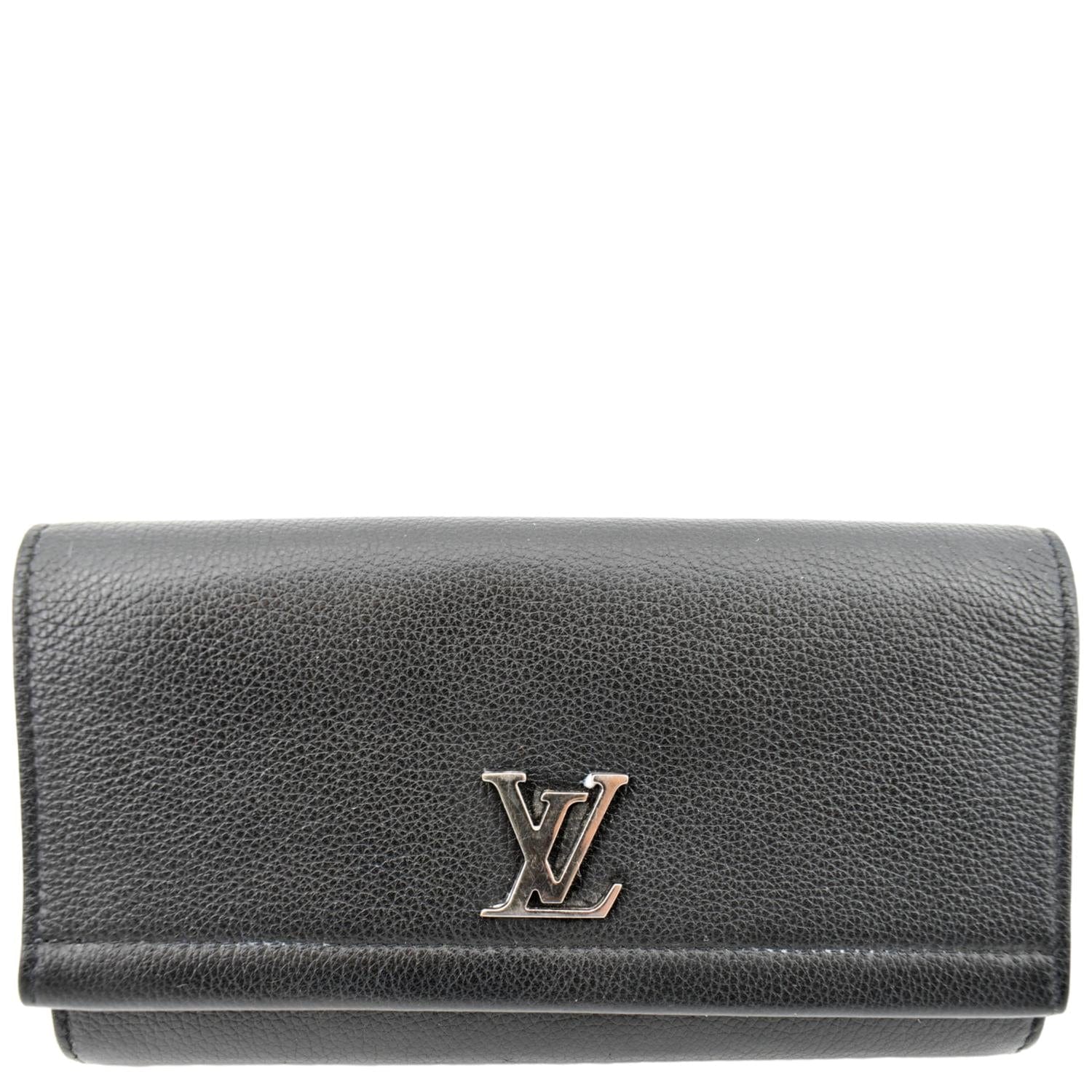 LOUIS VUITTON Lockme II Calfskin Leather Wallet Black
