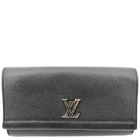 LOUIS VUITTON Lockme II Calfskin Leather Wallet Black