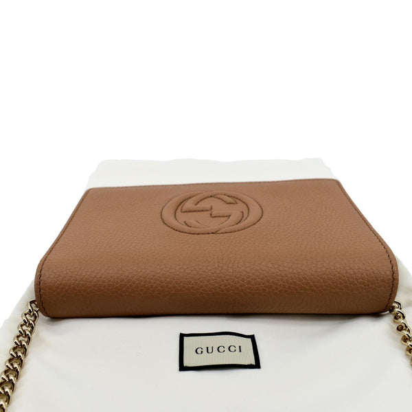 Gucci Soho Leather Wallet On Chain Crossbody Bag Brown - Top