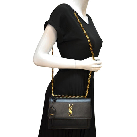 Yves Saint Laurent Monogram Sunset Leather Shoulder Bag - Full View