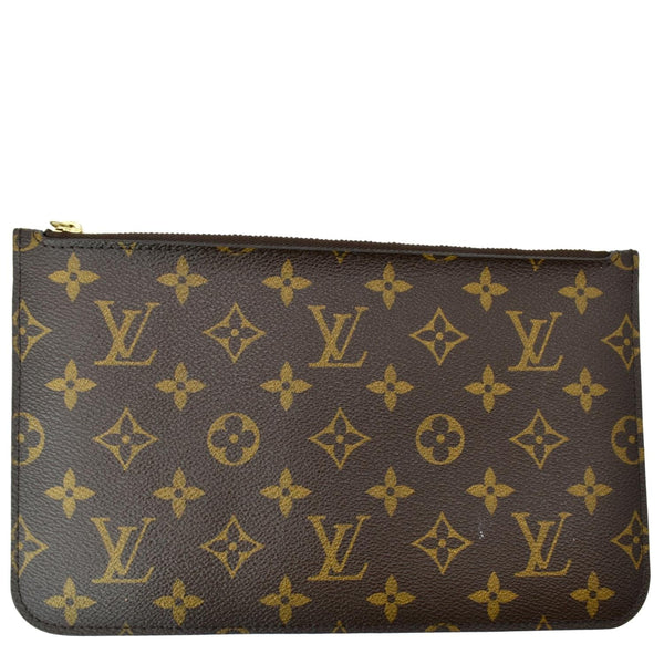 LOUIS VUITTON Neverfull Monogram Canvas Pochette Wristlet Pouch Brown