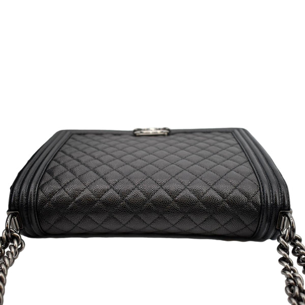 Chanel Large Boy Flap Leather Shoulder Bag in Black - Top