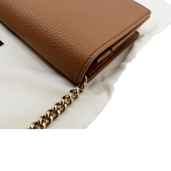 Gucci Soho Leather Wallet On Chain Crossbody Bag Brown - Top Left