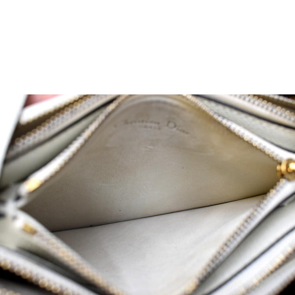 CHRISTIAN DIOR Women Dior Saddle Trio Leather Crossbody Pouch Bag White