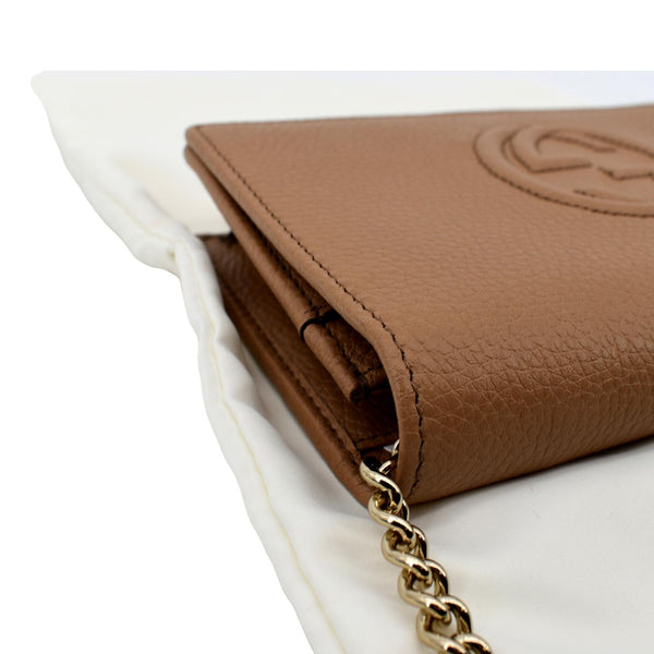 Gucci Soho Leather Wallet On Chain Crossbody Bag Brown - Top Right
