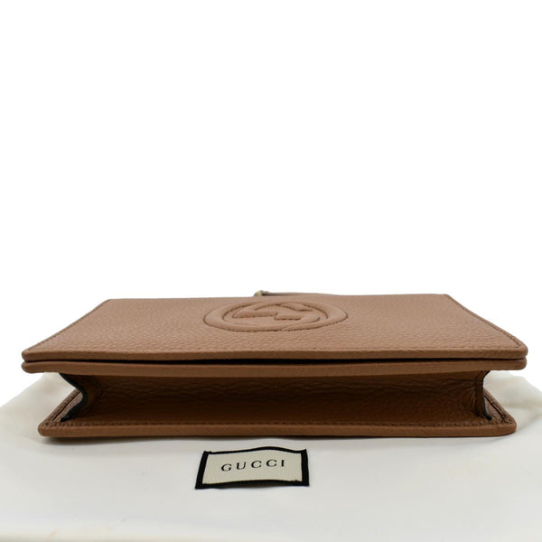 Gucci Soho Leather Wallet On Chain Crossbody Bag Brown - Bottom