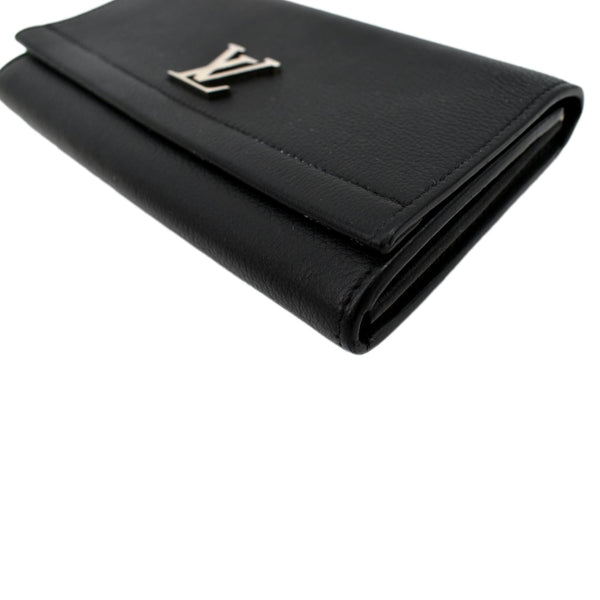 LOUIS VUITTON Lockme II Calfskin Leather Wallet Black