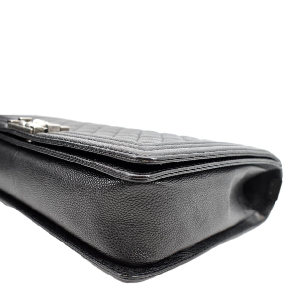 Chanel Large Boy Flap Leather Shoulder Bag in Black - Bottom Right