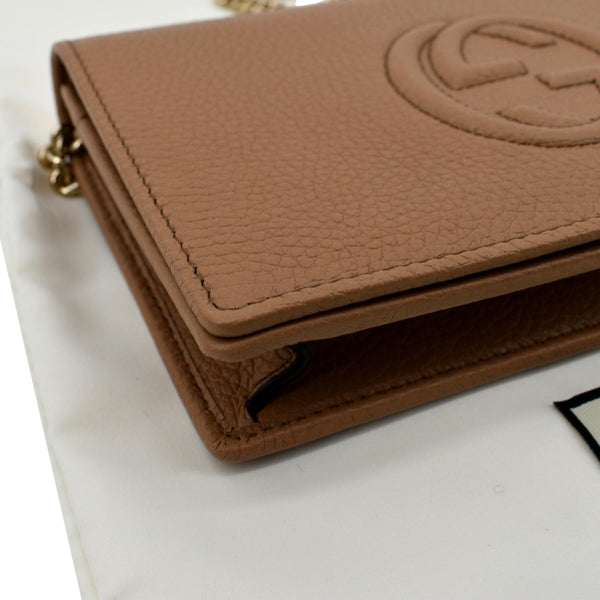 Gucci Soho Leather Wallet On Chain Crossbody Bag Brown - Bottom Left