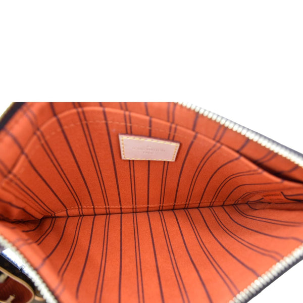 LOUIS VUITTON Neverfull Monogram Canvas Pochette Wristlet Pouch Brown
