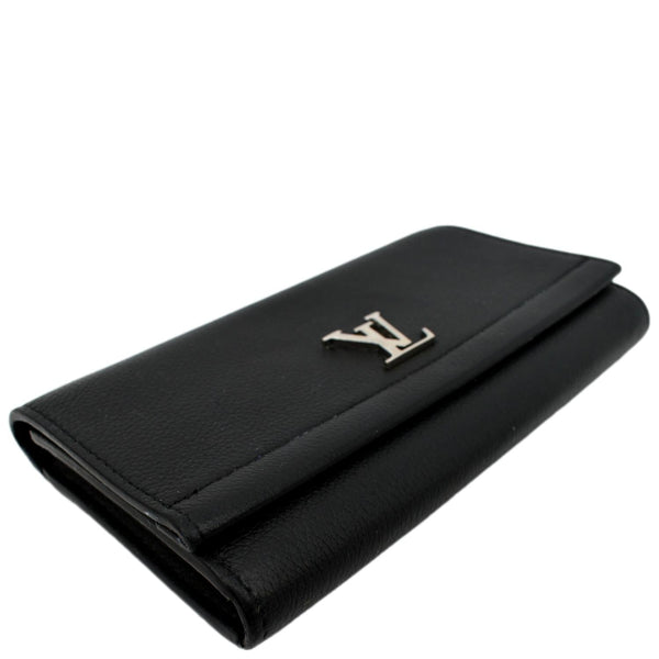 LOUIS VUITTON Lockme II Calfskin Leather Wallet Black