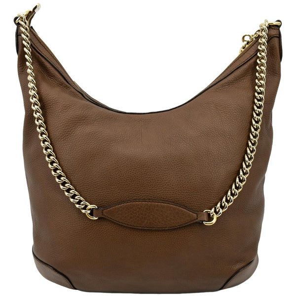 GUCCI Soho Pebbled Calfskin Leather Chain Shoulder Bag Maple Brown 308981